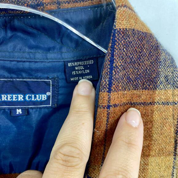 90s CAREER CLUB Vintage Plaid Flannel Shirt Dutton Up - Picture 4 of 12